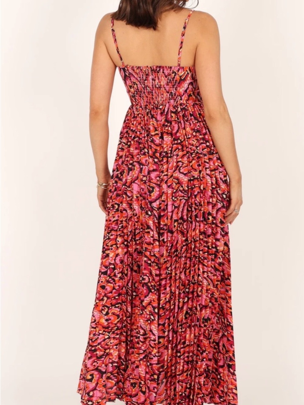 Petal & Pup Pink Red/orange/purple Floral Pleated Maxi Dress size S - Picture 2 of 6